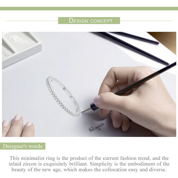 BAMOER 925 en argent Sterling rose cristal mariage femme anneaux pour les femmes Simple géométrique anneau en argent Sterling bijoux SCR066